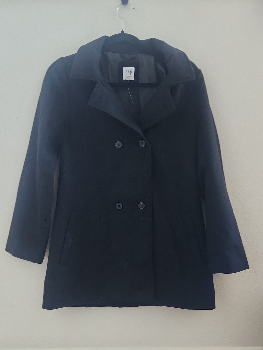 GAP Kids Double-Breasted Black Peacoat